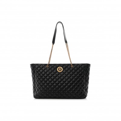 VERSACE NAPPA QUILTED LA MEDUSA CHAIN TOTE BLACK (37*25*10cm)