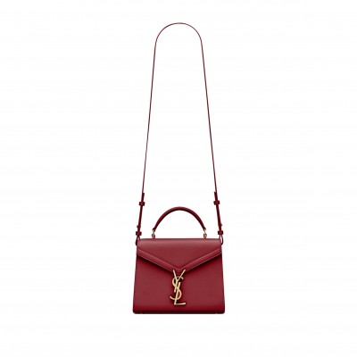 YSL CASSANDRA MINI TOP HANDLE BAG IN GRAIN DE POUDRE EMBOSSED LEATHER 602716BOW0W6805 (20*16*7.5cm)