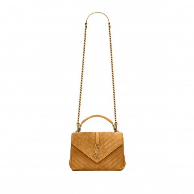 YSL COLLEGE MEDIUM IN QUILTED SUEDE 392737500263 (24*17*6cm)