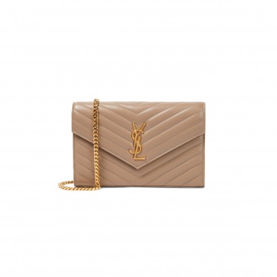 YSL CLASSIC CASSANDRE CHAIN WALLET IN LAMBSKIN 377828AAA441722 (22.5*14*4cm)