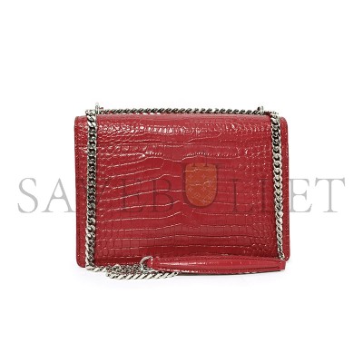 YSL SUNSET MEDIUM CHAIN BAG IN CROCODILE-EMBOSSED SHINY LEATHER 442906DND0N6805 (22*16*6.5cm)