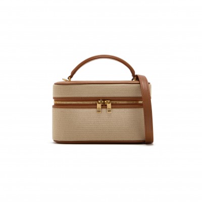 YSL GABY MINI VANITY BAG IN CANVAS AND LEATHER 834213FAC7T9856 (18*11*6.5cm)