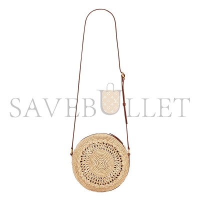 YSL SAC ROND IN RAFFIA AND SMOOTH LEATHER 685601GAAAA2080 (21*21*4cm)