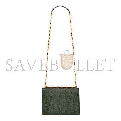 YSL SUNSET MEDIUM IN CROCODILE-EMBOSSED LEATHER 442906DND0J3144 (22*16*6.5cm)