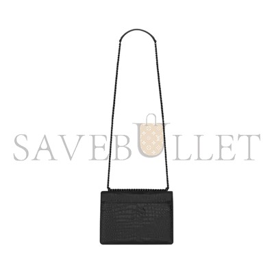 YSL SUNSET MEDIUM IN CROCODILE-EMBOSSED LEATHER 442906DND0U1000 (22*16*6.5cm)