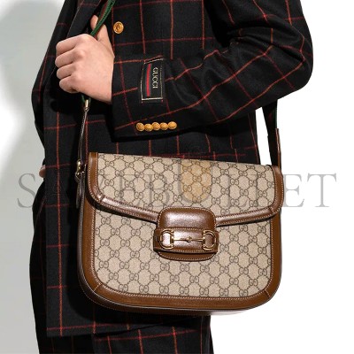 GUCCI HORSEBIT 1955 CANVAS WITH LEATHER SHOULDER BAG 700457 (30*21*7.5cm)