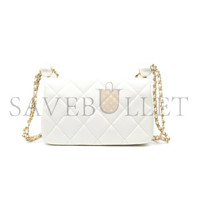 CHANEL MASTER DOUBLE PEARL ADJUSTABLE CHAIN FLAP BAG AS4861 (20.5*13*6.5cm)
