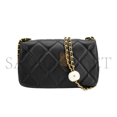 CHANEL MASTER DOUBLE PEARL ADJUSTABLE CHAIN FLAP BAG AS4861 (20.5*13*6.5cm)