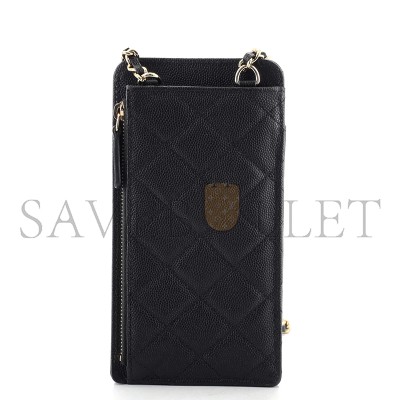 CHANEL PHONE HOLDER CROSSBODY BAG QUILTED CAVIAR AP0990 (18.2*9*3cm)