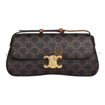 CELINE MEDIUM TEEN CELINE LOLA IN TRIOMPHE CANVAS AND CALFSKIN 115533FN1.04LU (28*12*5cm)