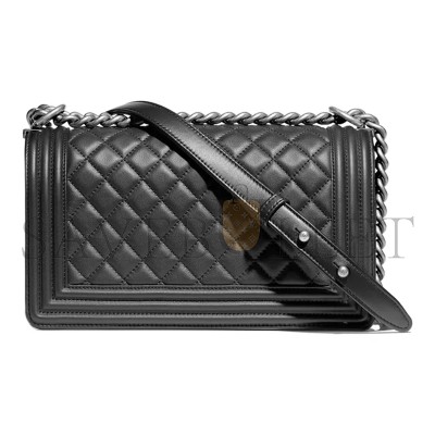 CHANEL MASTER LAMBSKIN QUILTED MEDIUM BOY FLAP SILVER HARDWARE A67086 (25*15*9cm)