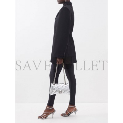 BALENCIAGA SILVER CRUSH S QUILTED CREASED-LEATHER SHOULDER BAG MATCHESFASHION US (25.4*14.9*10cm)