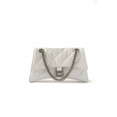 BALENCIAGA WHITE CRUSH S QUILTED CREASED-LEATHER SHOULDER BAG MATCHESFASHION US (25*14.9*10cm)