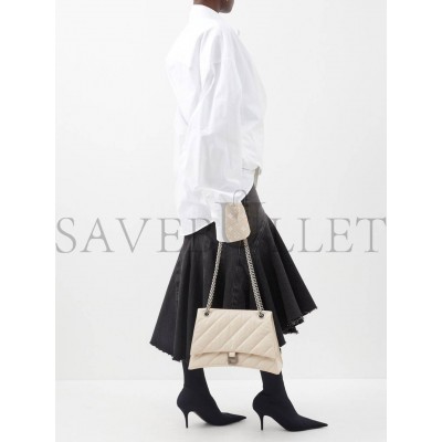 BALENCIAGA NEUTRAL CRUSH M QUILTED CRINKLED-LEATHER SHOULDER BAG  MATCHESFASHION US (25.5*15*6.4cm)