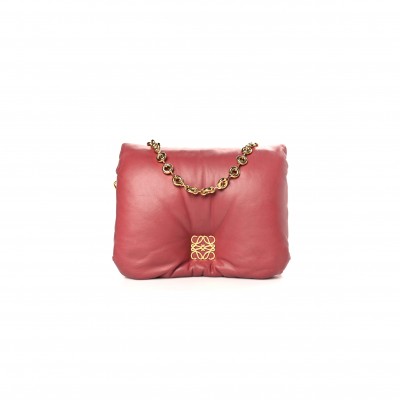 LOEWE LAMBSKIN GOYA PUFFER BAG PLUMROSE (23*18*10cm)