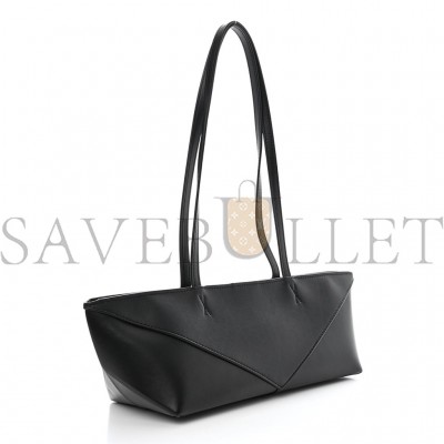LOEWE SHINY CALFSKIN MINI CROPPED PUZZLE FOLD TOTE BLACK (28*13*13cm)