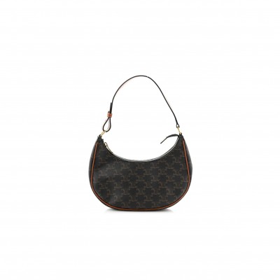 CELINE TRIOMPHE CANVAS CALFSKIN AVA SHOULDER BAG TAN (24*19*6cm)