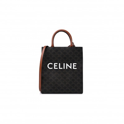 CELINE TRIOMPHE CANVAS CALFSKIN SMALL VERTICAL CABAS TAN (32*28*8cm)