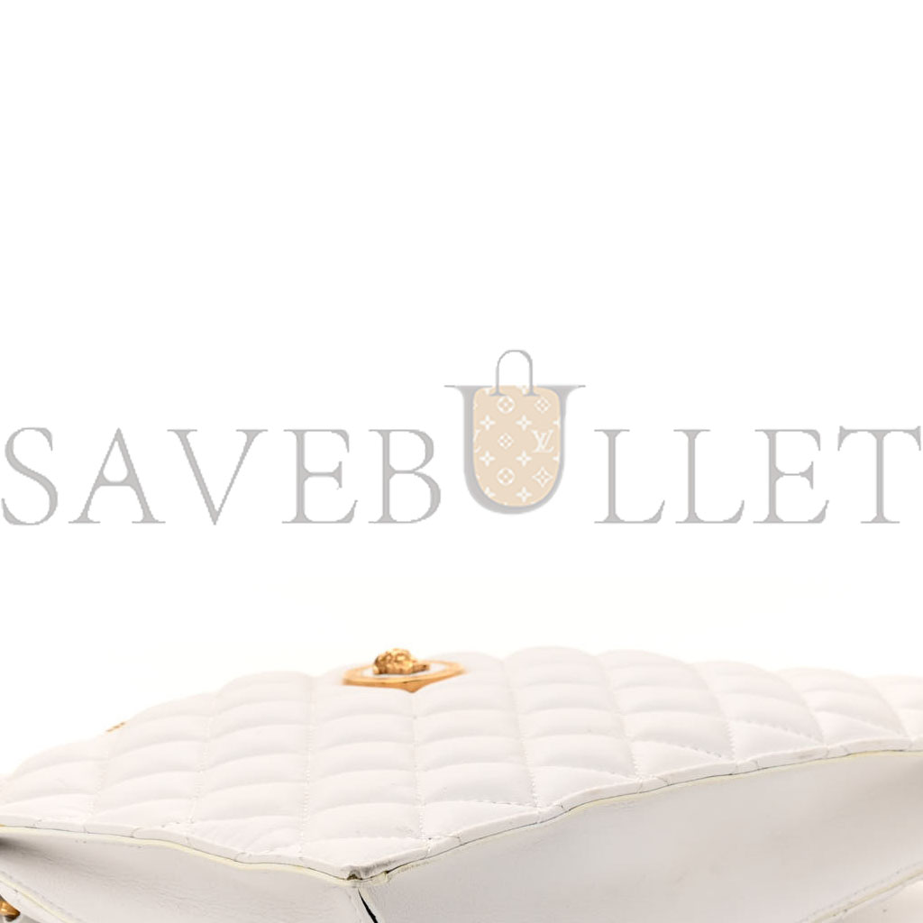 VERSACE CALFSKIN QUILTED SMALL TRIBUTE ICON POUCH WHITE(25*16*4cm) VERSACE CALFSKIN QUILTED SMALL TRIBUTE ICON POUCH WHITE(25*16*4cm)