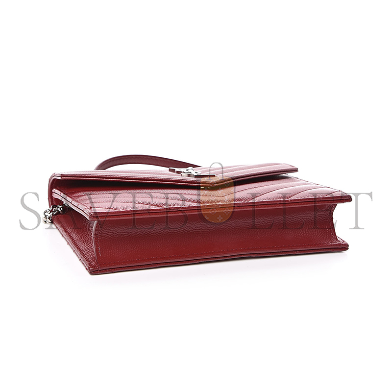YSL CASSANDRE MATELASSÉ ENVELOPE CHAIN WALLET IN GRAIN DE POUDRE EMBOSSED LEATHER 695108462551 (19*12.5*3.5cm)