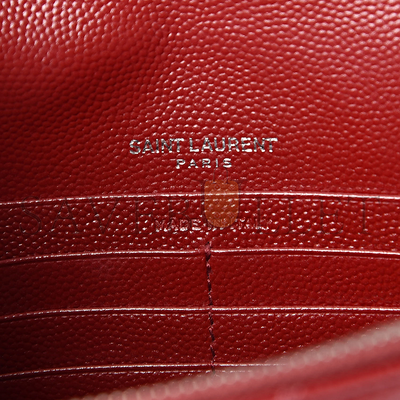 YSL CASSANDRE MATELASSÉ ENVELOPE CHAIN WALLET IN GRAIN DE POUDRE EMBOSSED LEATHER 695108462551 (19*12.5*3.5cm)