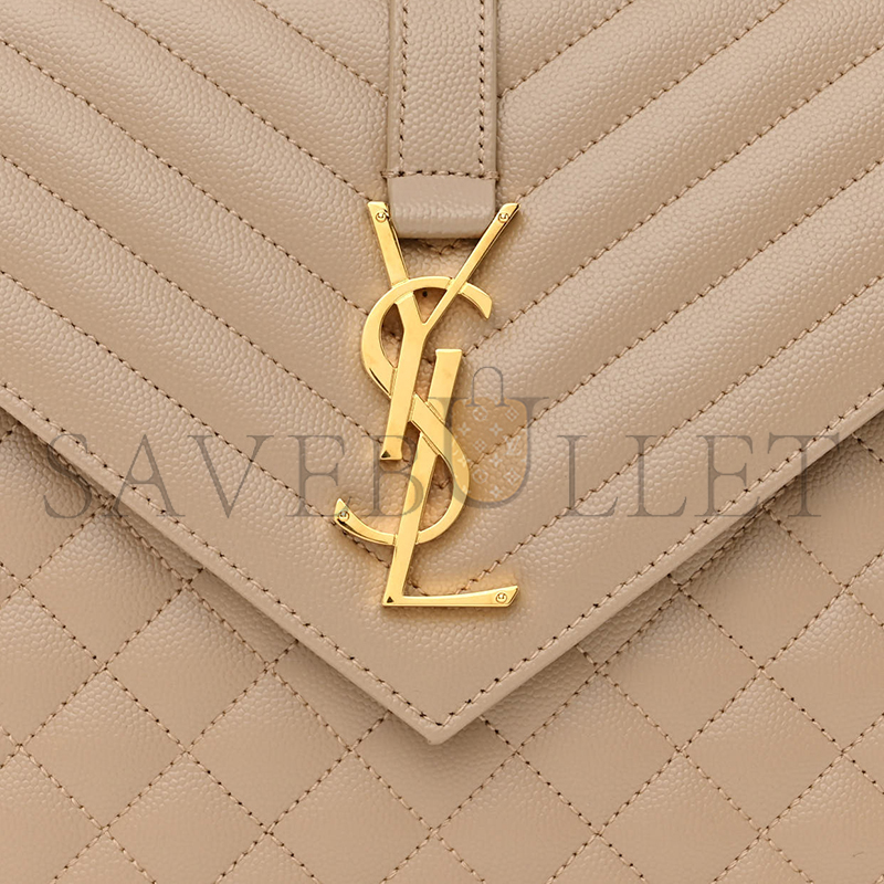 YSL ENVELOPE LARGE IN QUILTED GRAIN DE POUDRE EMBOSSED LEATHER 600166BOW912721 (31*22*7.5cm)