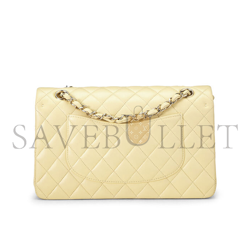 CHANEL YELLOW CALFSKIN CLASSIC DOUBLE FLAP MEDIUM AS0001 (25*15*6cm)