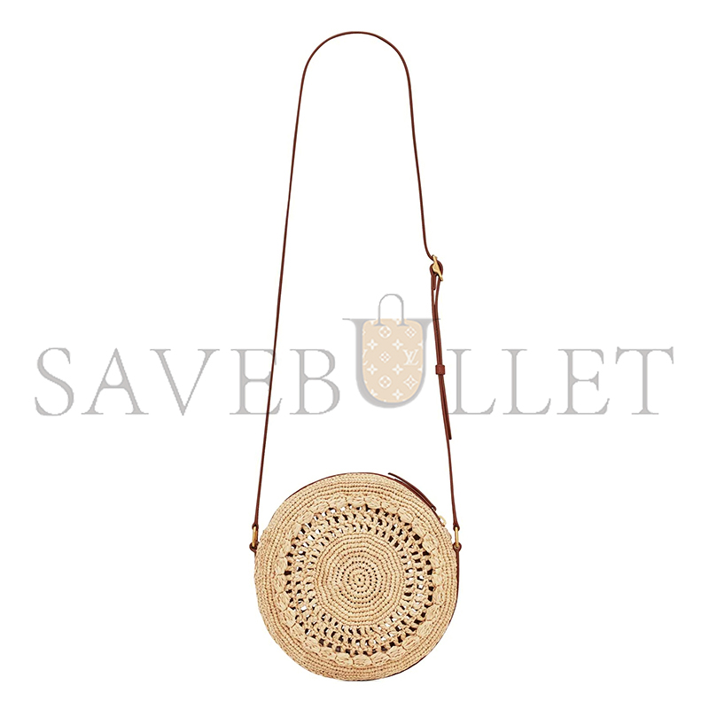 YSL SAC ROND IN RAFFIA AND SMOOTH LEATHER 685601GAAAA2080 (21*21*4cm)