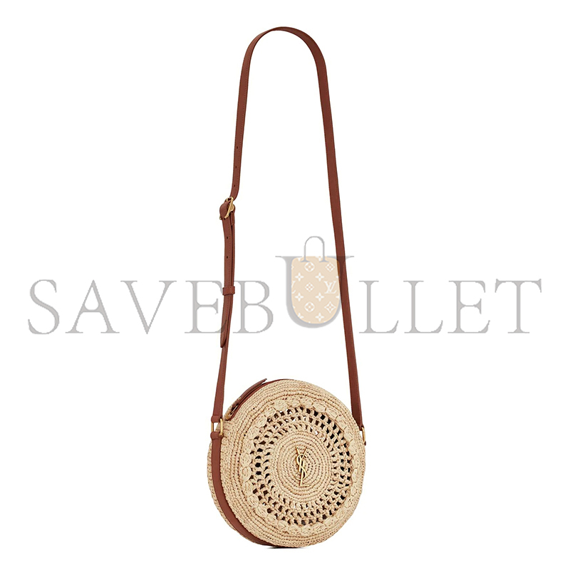 YSL SAC ROND IN RAFFIA AND SMOOTH LEATHER 685601GAAAA2080 (21*21*4cm)
