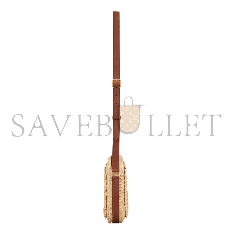 YSL SAC ROND IN RAFFIA AND SMOOTH LEATHER 685601GAAAA2080 (21*21*4cm)