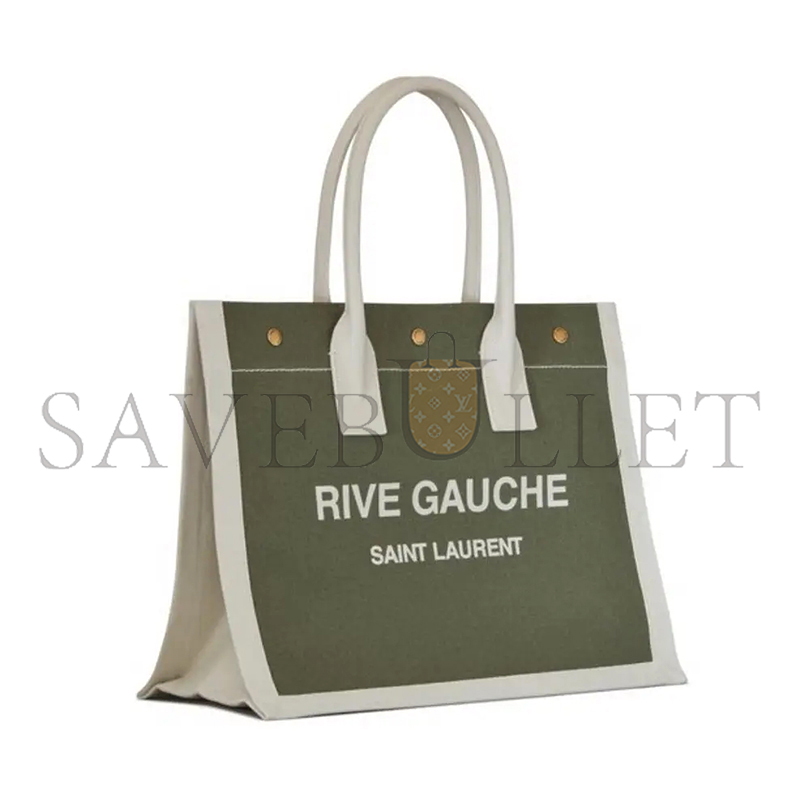 YSL RIVE GAUCHE SMALL TOTE BAG IN LINEN AND LEATHER 617481FAADI3281 (39*31*18cm)