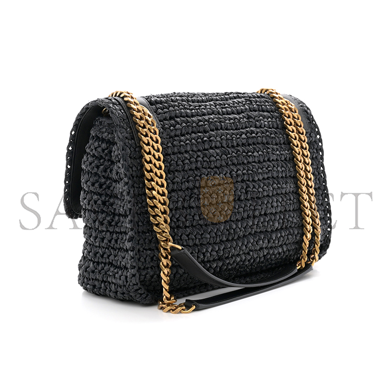 YSL NIKI MEDIUM IN RAFFIA AND LEATHER 633187GG66W1000 (28*20*8.5cm)
