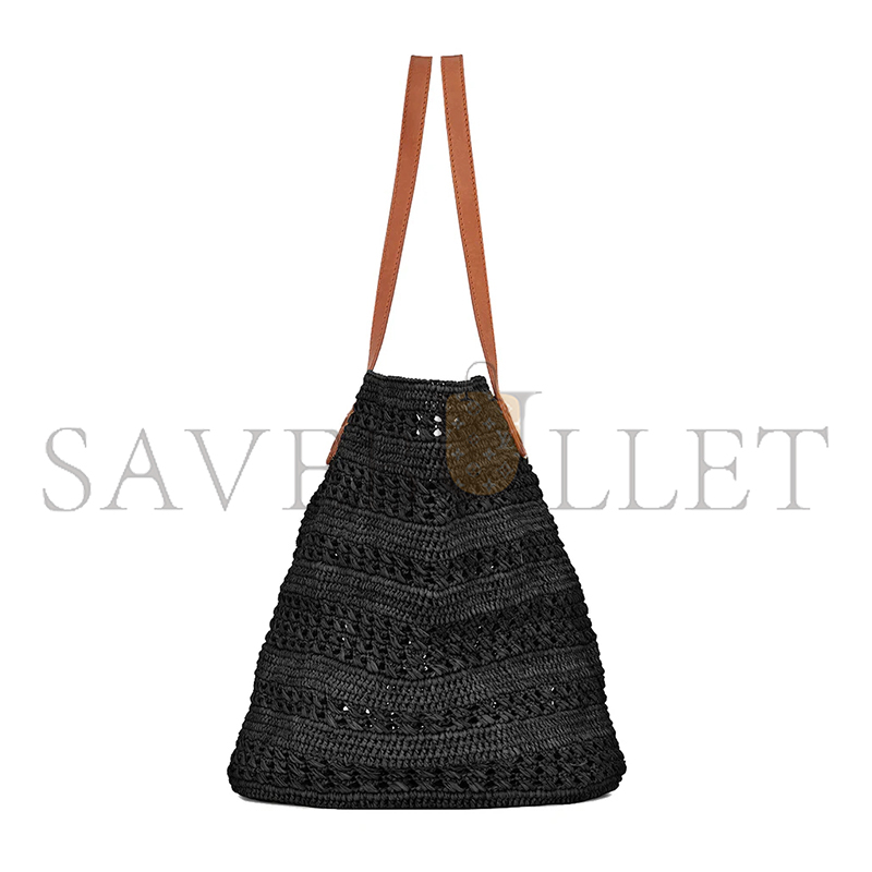 YSL PANIER MEDIUM BAG IN CROCHET RAFFIA AND SMOOTH LEATHER 688221GAAAC1062 (48*30*26cm)