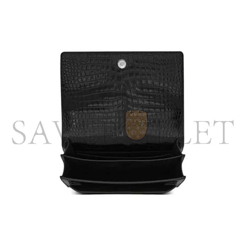 YSL SUNSET MEDIUM IN CROCODILE-EMBOSSED LEATHER 442906DND0U1000 (22*16*6.5cm)