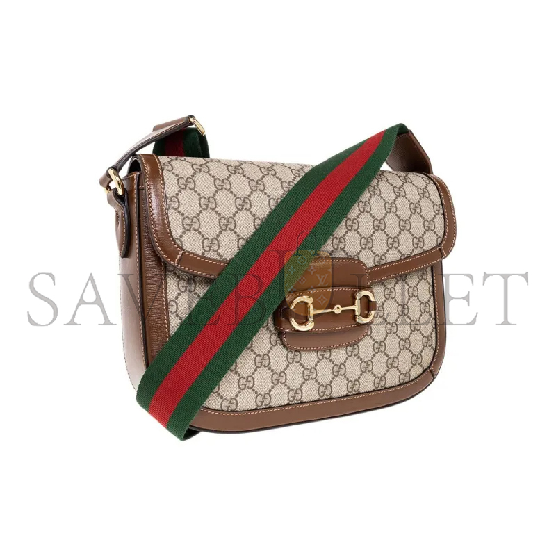 GUCCI HORSEBIT 1955 CANVAS WITH LEATHER SHOULDER BAG 700457 (30*21*7.5cm)