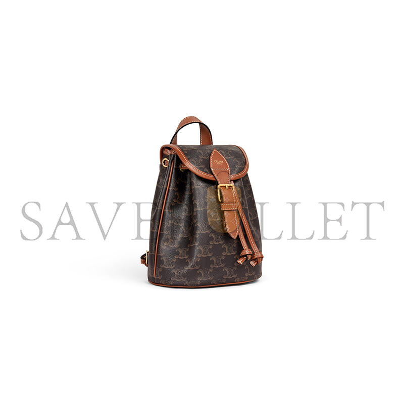 CELINE MINI BACKPACK FOLCO IN TRIOMPHE CANVAS AND CALFSKIN 197662CAS.04LU (20*17*10cm)