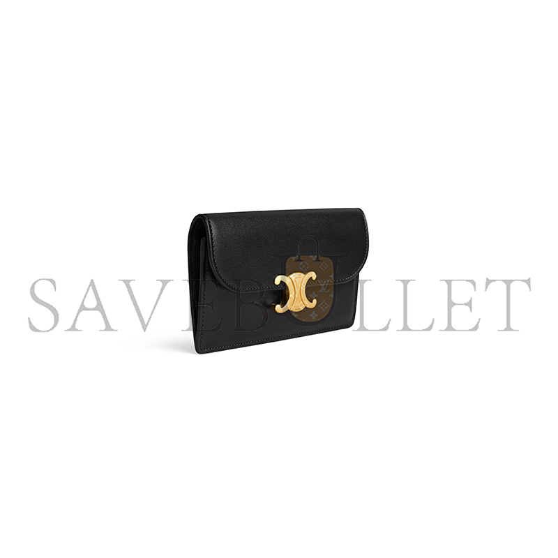 CEINE LONG CARD HOLDER WITH FLAP TRIOMPHE IN SHINY CALFSKIN 10P073DPV.38NO (13*8*1cm)