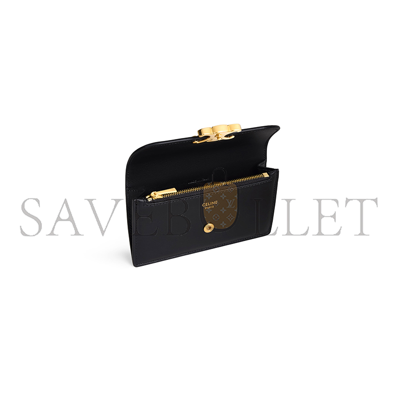 CEINE LONG CARD HOLDER WITH FLAP TRIOMPHE IN SHINY CALFSKIN 10P073DPV.38NO (13*8*1cm)