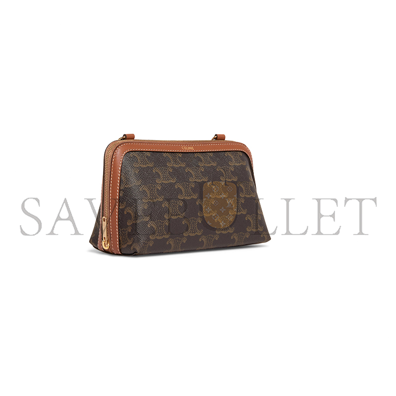 CELINE CLUTCH ON CHAIN CUIR TRIOMPHE IN TRIOMPHE CANVAS AND LAMBSKIN 10E382CBX.04LU (16*11*8cm)