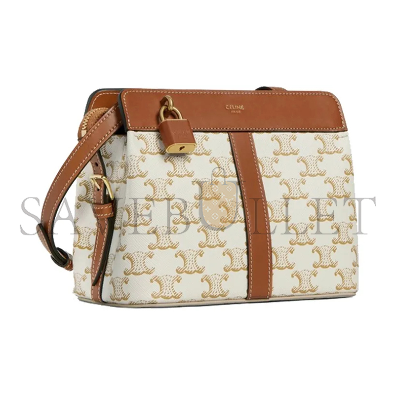 CELINE SHOULDER BAG IN TEEN CABAS DE FRANCE CANVAS AND CALFSKIN 191992BZJ.01BC (19*16*11cm)