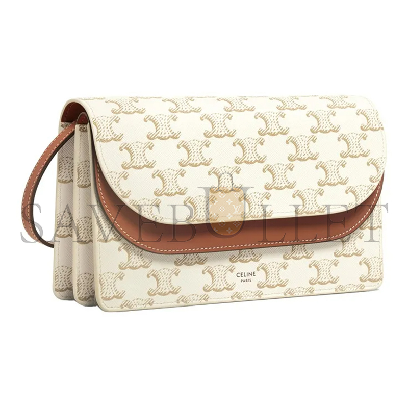 CELINE CROSSBODY BAG IN TRIOMPHE CANVAS AND SMOOTH LAMBSKIN 10D852CG9.01TA (20*11.5cm)
