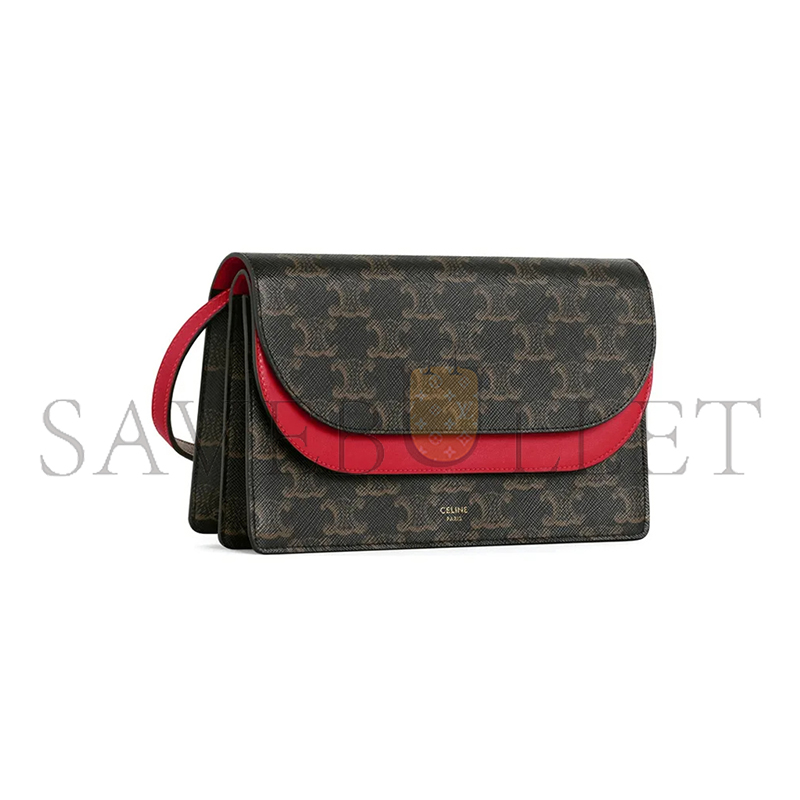 CELINE CROSSBODY BAG IN TRIOMPHE CANVAS AND SMOOTH LAMBSKIN 10D852CIX.27ED (20*11.5cm)