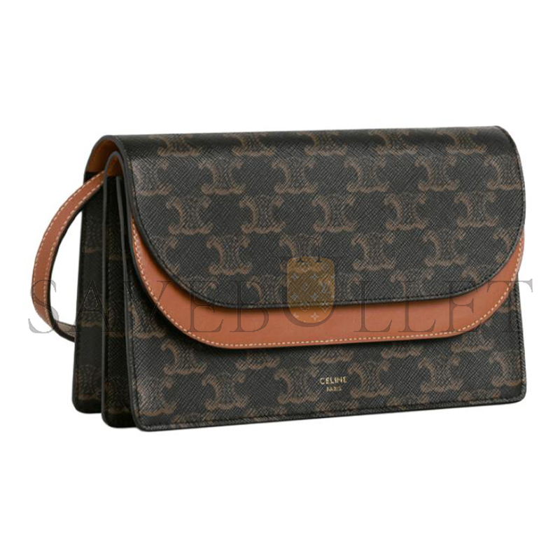 CELINE CROSSBODY BAG IN TRIOMPHE CANVAS AND SMOOTH LAMBSKIN 10D852CG9.04LU (20*11.5cm)