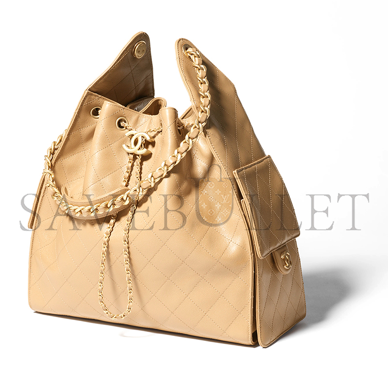 CHANEL MASTER 25 MEDIUM HANDBAG GRAINED CALFSKIN & GOLD-TONE METAL DARK BEIGE AS5311 (40*30*15cm)