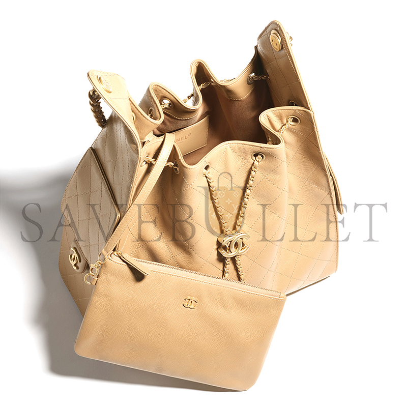 CHANEL MASTER 25 MEDIUM HANDBAG GRAINED CALFSKIN & GOLD-TONE METAL DARK BEIGE AS5311 (40*30*15cm)