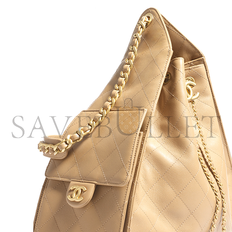 CHANEL MASTER 25 MEDIUM HANDBAG GRAINED CALFSKIN & GOLD-TONE METAL DARK BEIGE AS5311 (40*30*15cm)