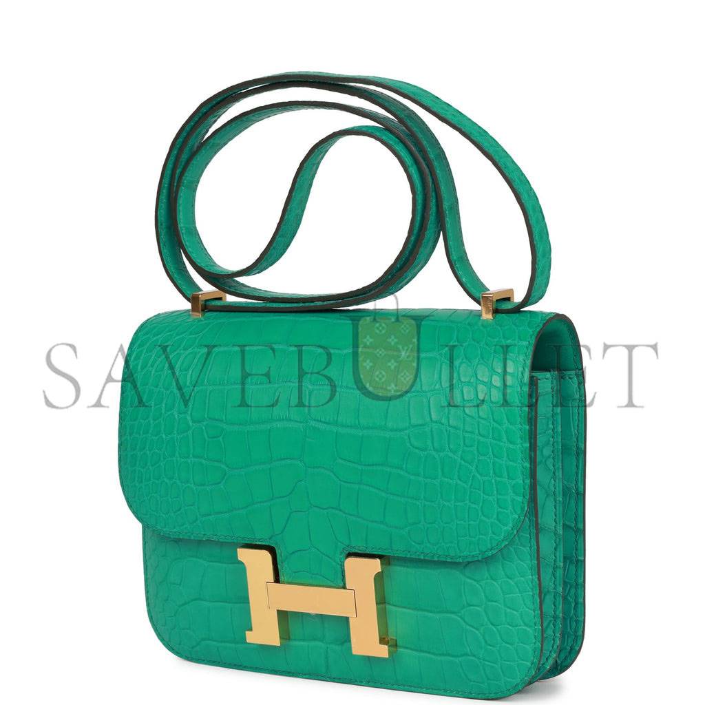 HERMES CONSTANCE 18 VERT JADE MATTE ALLIGATOR GOLD HARDWARE 39821013450846 (18cm) HERMES CONSTANCE 18 VERT JADE MATTE ALLIGATOR GOLD HARDWARE 39821013450846 (18cm)