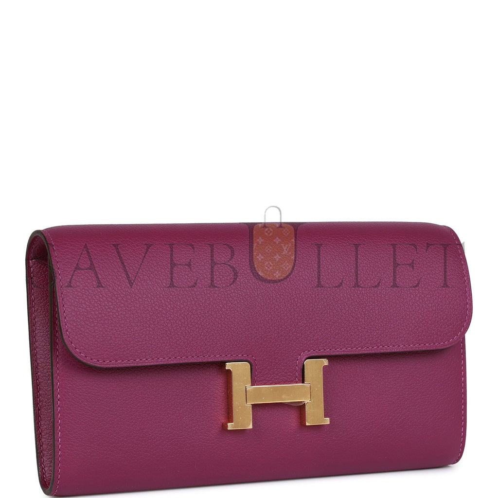 HERMES CONSTANCE WALLET TO GO ANEMONE EVERCOLOR GOLD HARDWARE (22*11cm) HERMES CONSTANCE WALLET TO GO ANEMONE EVERCOLOR GOLD HARDWARE (22*11cm)