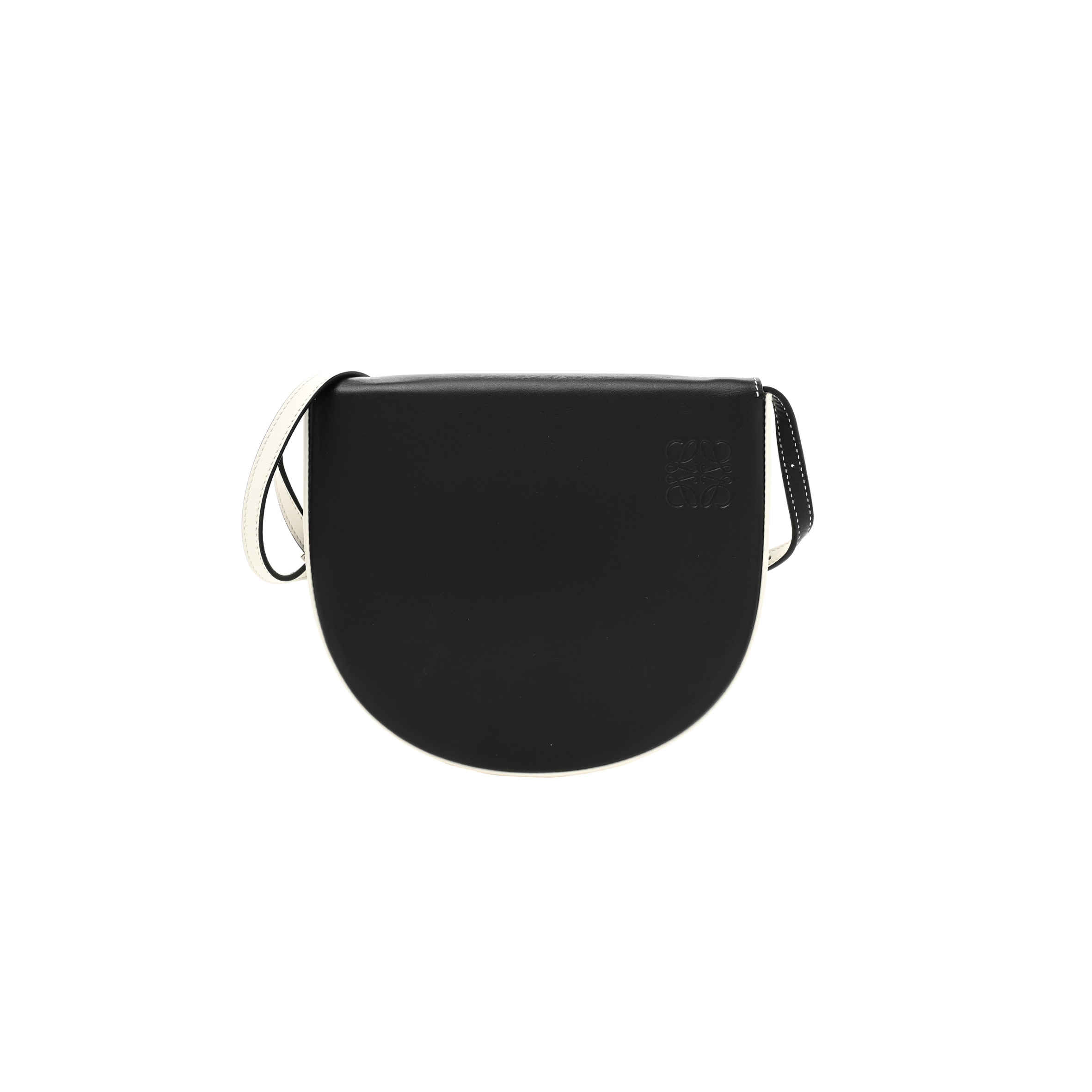 LOEWE SOFT CALFSKIN HEEL BAG BLACK SOFT WHITE (18*15*4cm) LOEWE SOFT CALFSKIN HEEL BAG BLACK SOFT WHITE (18*15*4cm)