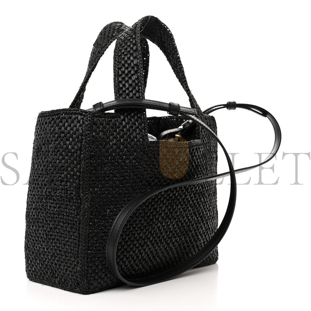 LOEWE RAFFIA SMALL PAULA IBIZA LOGO TOTE BLACK WHITE (23*19*10cm) LOEWE RAFFIA SMALL PAULA IBIZA LOGO TOTE BLACK WHITE (23*19*10cm)